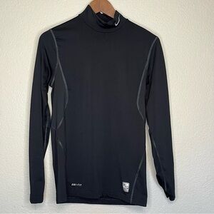 Nike Pro Combat Dri Fit Fitted Black Long Sleeve Shirt Men's Small